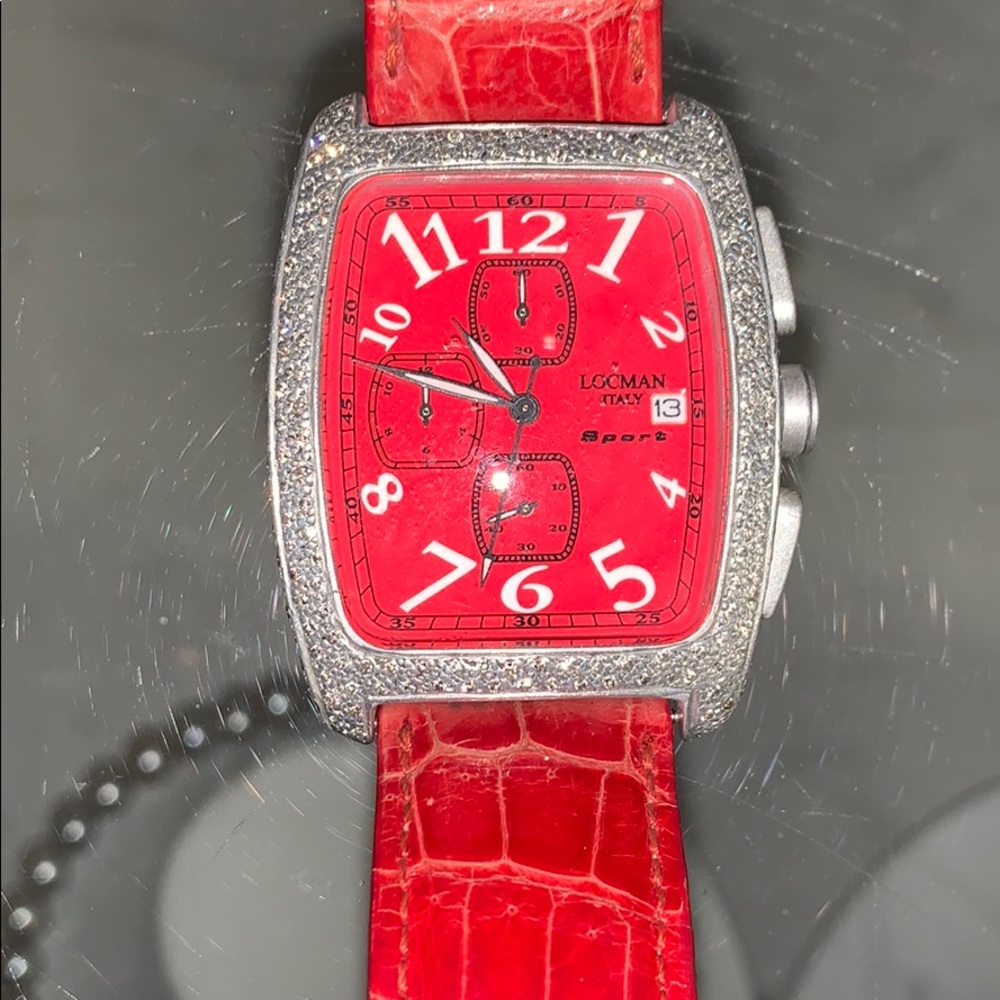 Locman Italy quartz chrono unisex watch w diamonds